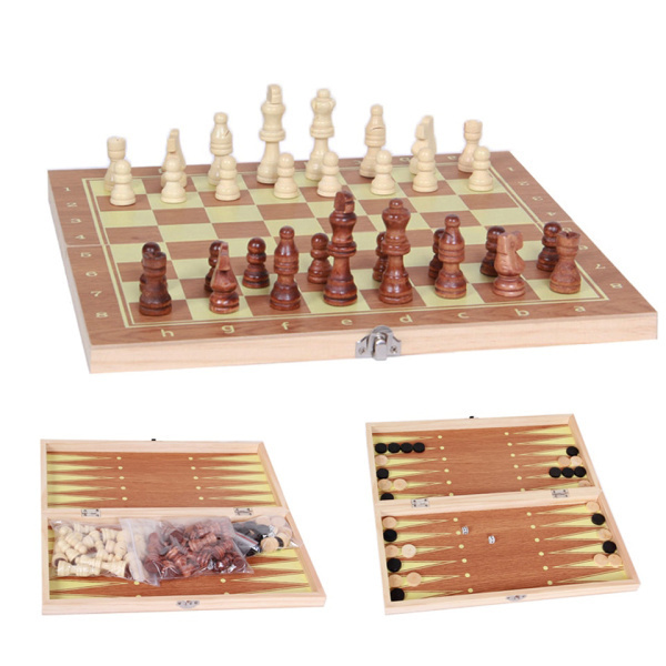 Набор Деревянный 3 в 1. Шахматы, шашки, нарды - 33x33 #1