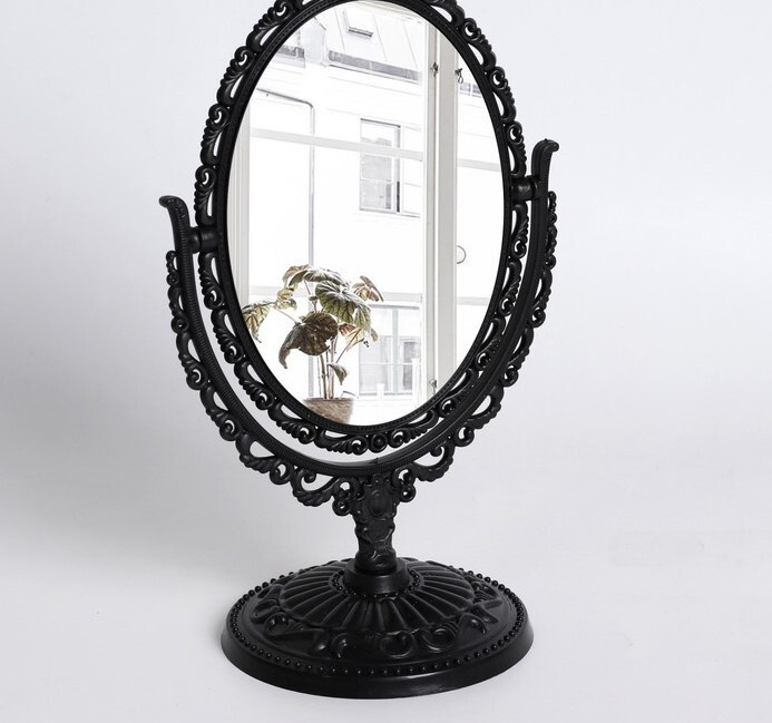 Зеркало настольное, двустороннее, с увеличением, зеркальная поверхность 8,8 х 12,2 см, цвет чёрный  #1