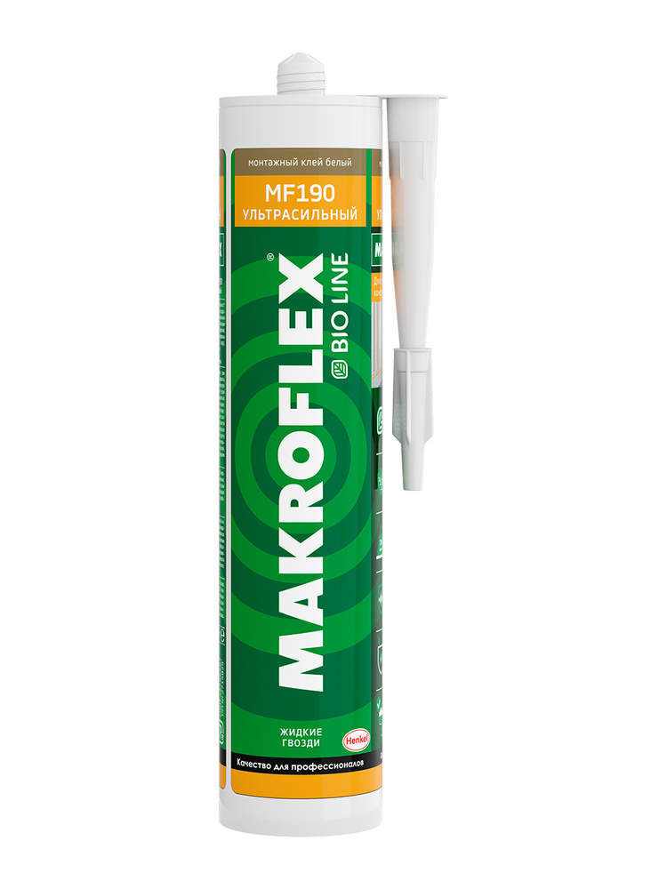 Клей монтажный полиакрилатный Makroflex MF190 Ультрасильный белый 400 г.  #1
