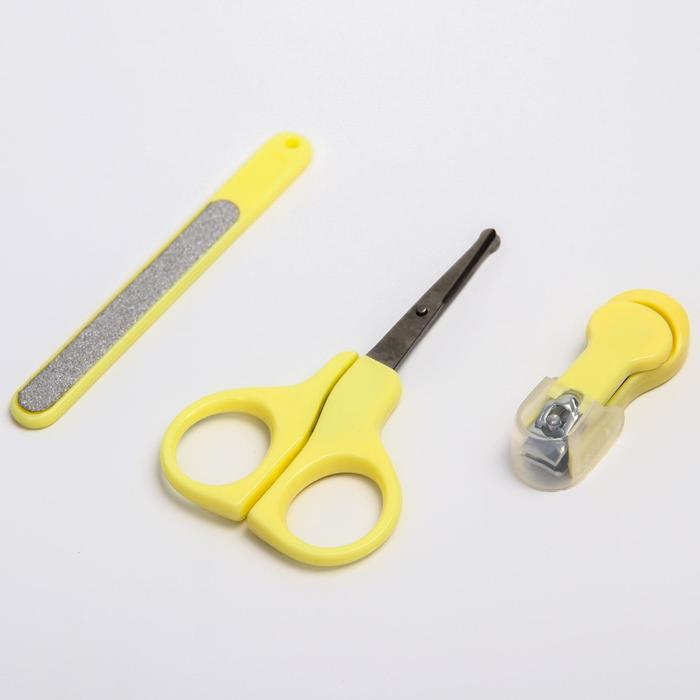 Детский маникюрный набор, 3 предмета: ножницы, пилка, книпсер, от 0 мес., цвет жёлтый  #1