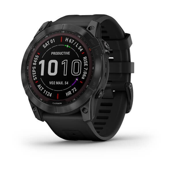 Часы Garmin FENIX 7X Sapphire Solar титановый DLC с силиконовым ремешком  #1