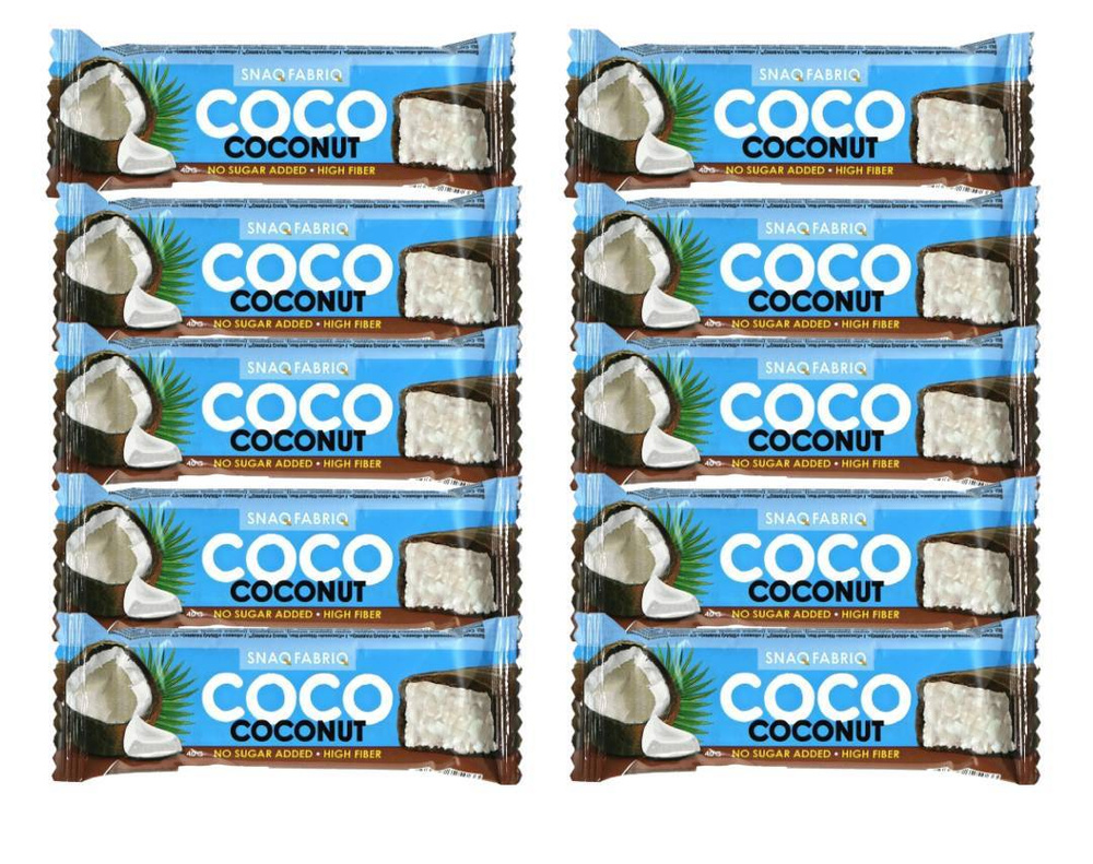 Батончик в шоколаде БЕЗ сахара Snaq Fabriq COCO Кокос (10 шт.) #1