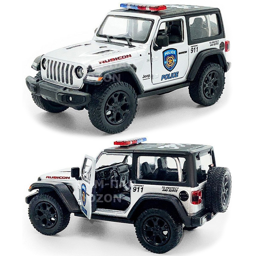 Машинка металлическая Kinsmart 1:34 2018 Jeep Wrangler Police (Полиция) KT5412PR инерционная, двери открываются #1