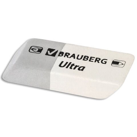 10 шт., Ластик BRAUBERG "Ultra", 41х14х8 мм, серо-белый, натуральный каучук, 228703  #1