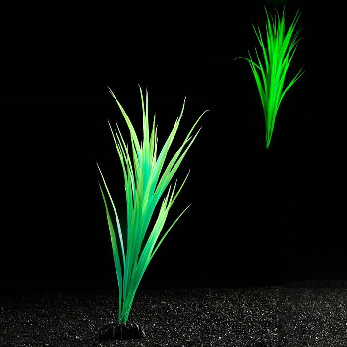 Растение искусственное аквариумное, светящееся, 30 см, зелёное  #1