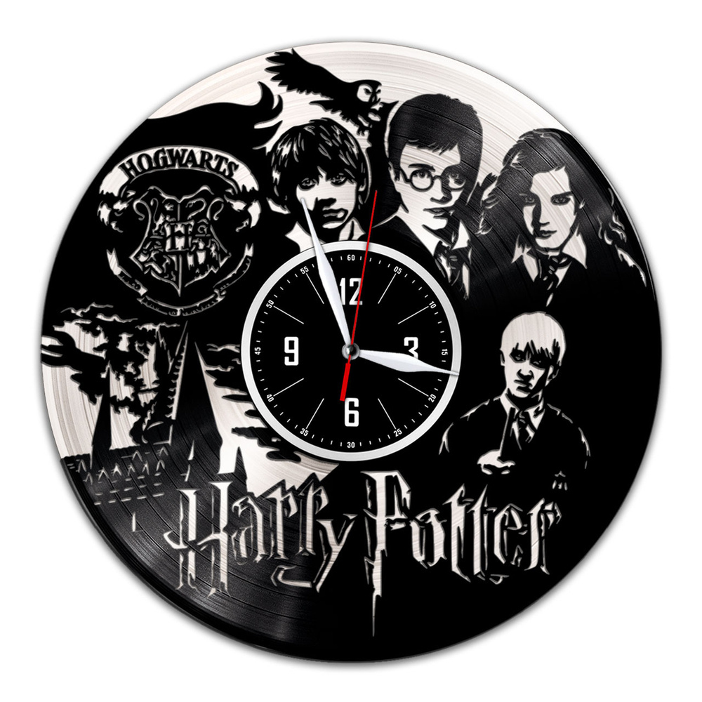 Гарри Поттер - настенные часы из виниловой пластинки (с серебряной подложкой)  #1