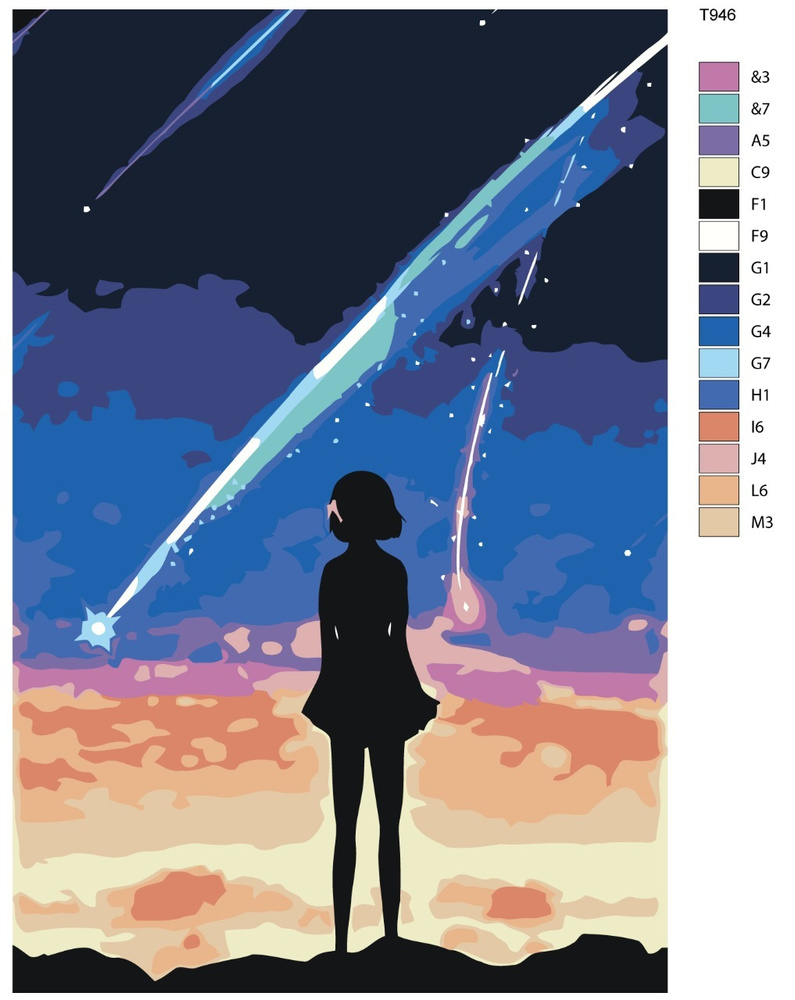 Картина по номерам T946 "Аниме Твое имя. Мицуxа Миямизу" 70x110  #1