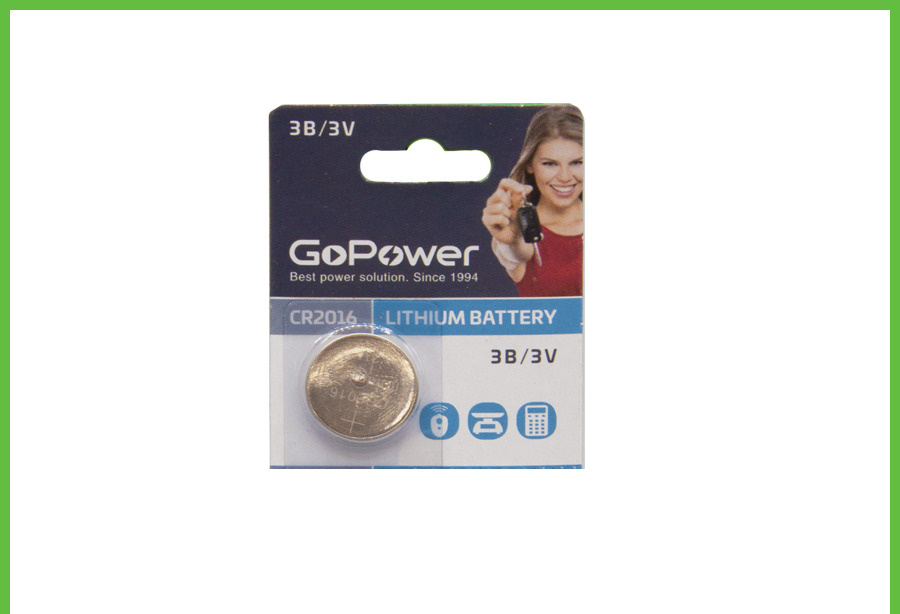GoPower Батарейка CR2016, Литиевый тип, 3 В, 1 шт #1