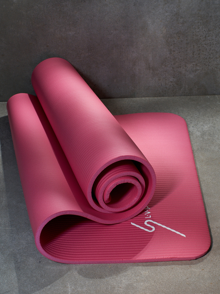 Коврик для йоги и фитнеса с чехлом для переноски 183x61x1 см, LVP, цвет: розовый  #1