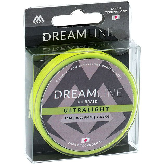 Плетеный шнур Mikado DREAMLINE Ultralight диаметр 0.035 fluo green длина 10 м. разрывная нагрузка 2.53 #1