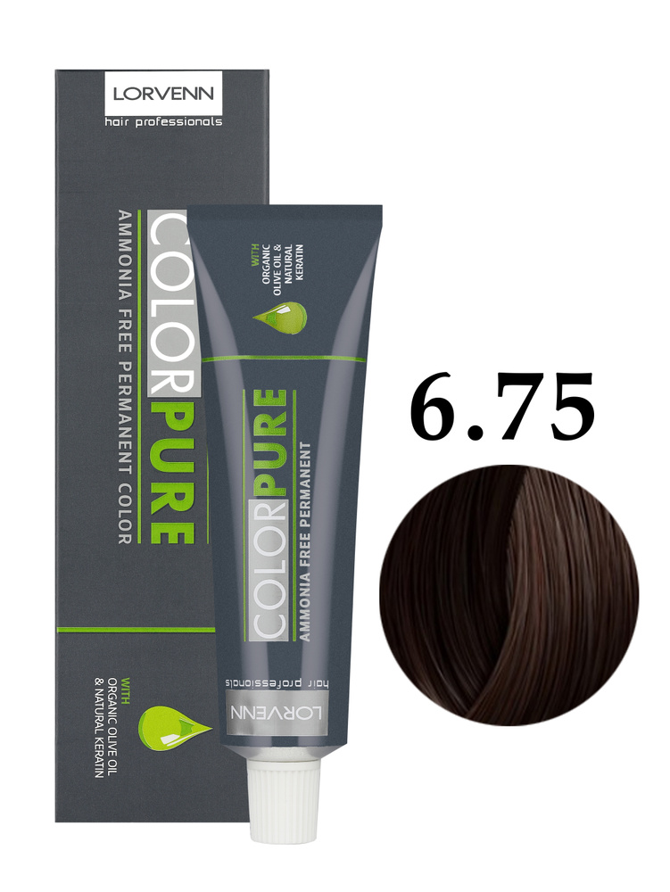 LORVENN HAIR PROFESSIONALS Краска COLOR PURE для окрашивания волос 6.75 палисандр 50 мл  #1