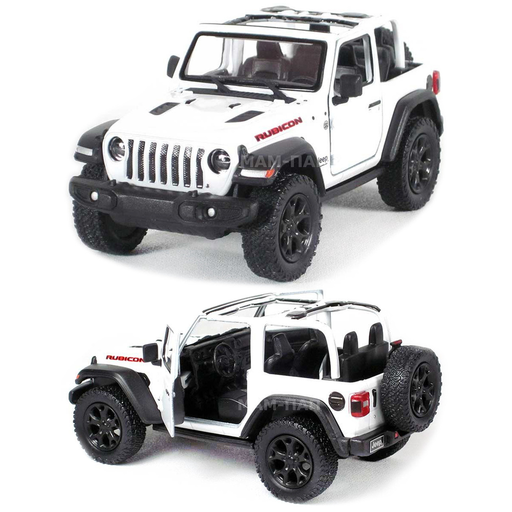 Машинка металлическая Kinsmart 1:34 2018 Jeep Wrangler Open Top 5412KTDH инерционная, двери открываются #1