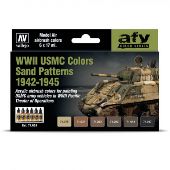 Набор красок для сборных моделей Vallejo, серия Model Air "WWII USMC Colors Sand Patterns 1942-1945" #1