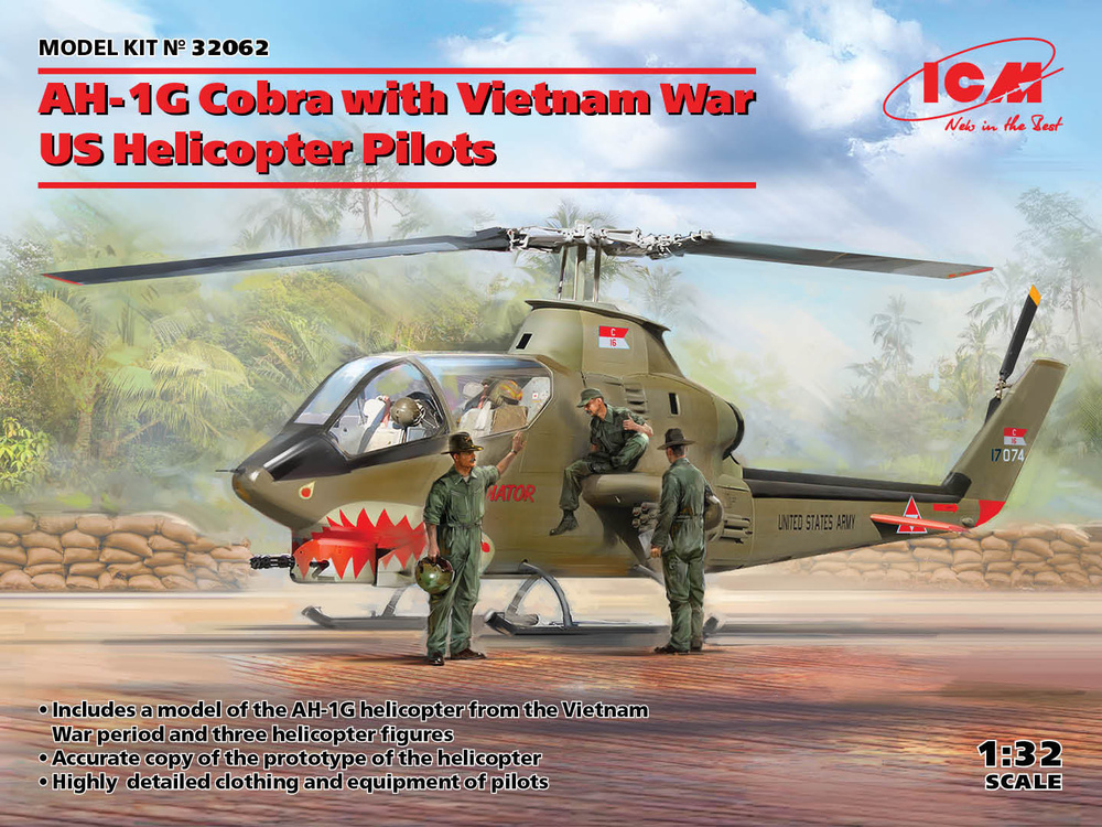 ICM Сборная модель AH-1G Cobra с американскими вертолетчиками Вьетнамской войны, 1/32  #1