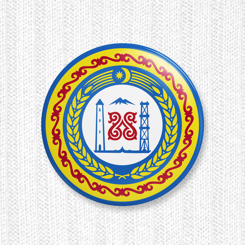 Значок круглый 36 мм "Герб Чеченской Республики" #1