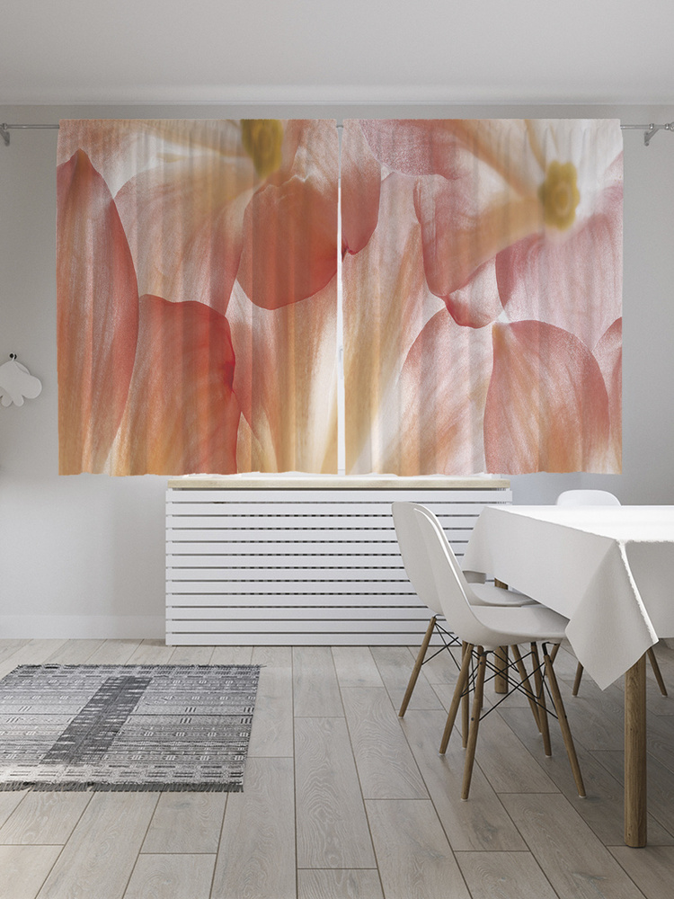 Фотошторы для кухни и спальни JoyArty "Нежные соцветия", 2 полотна со шторной лентой шириной по 145 см, #1