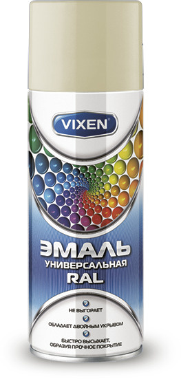 Аэрозольная краска VIXEN Эмаль универсальная быстросохнущая в баллончике алкидная глянцевая, светлая #1