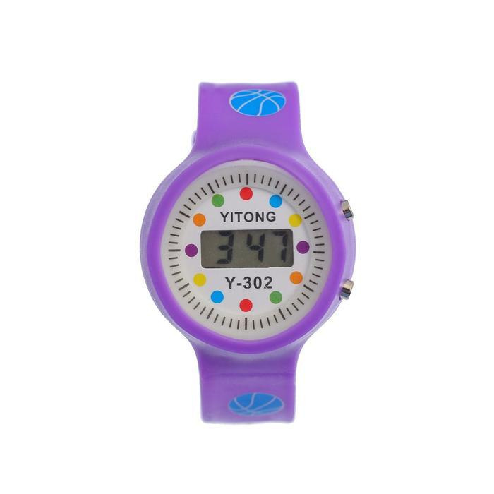 Часы наручные электронные, детские "Горошина", ремешок силикон, l-22 см, фиолетовый  #1