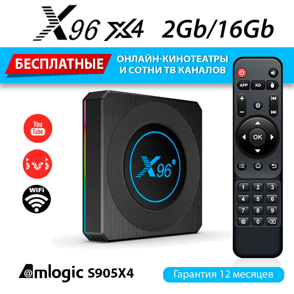 Медиаплеер X96 X4 2/16GB Amlogic S905X4 смарт ТВ приставка Android 11 (с настройкой)  #1