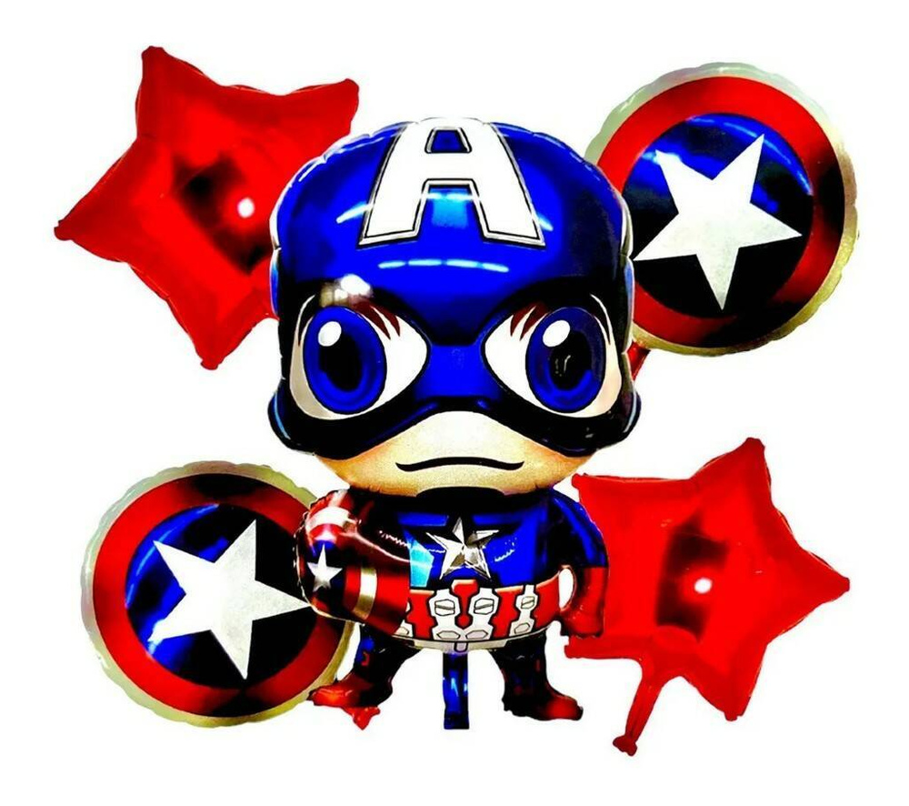 Набор воздушных шаров фольгированных Капитан Америка - 5 штук  #1