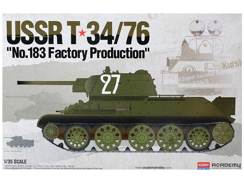 13505 Academy Сборная модель Советский танк T-34/76 производства завода No.183 (1:35)  #1