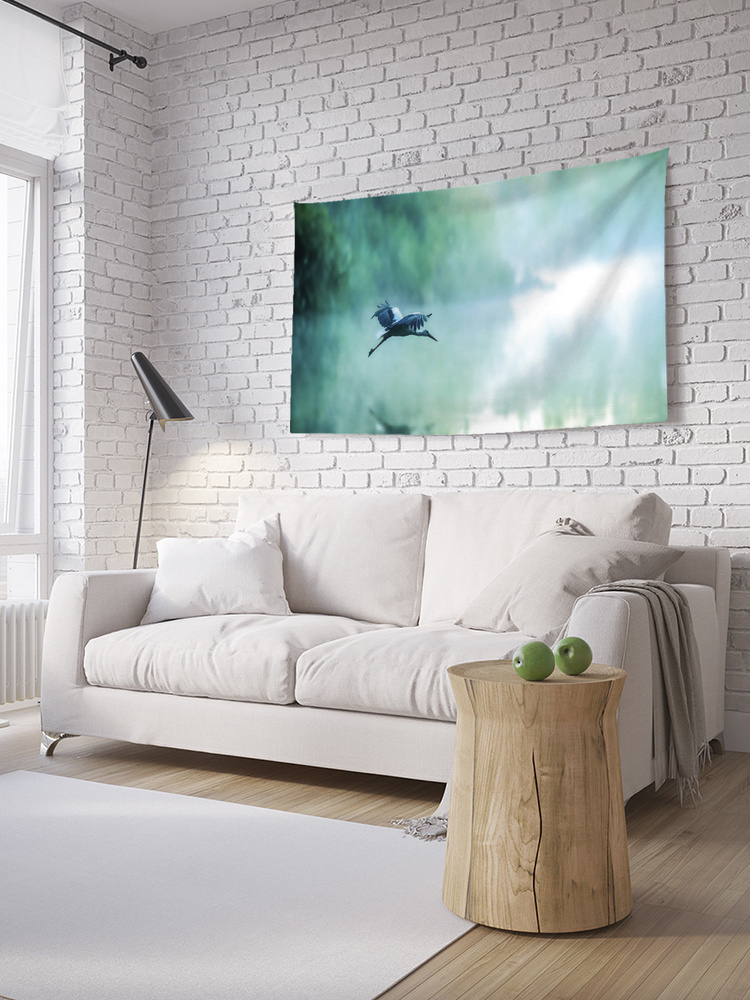Горизонтальное фотопанно на стену JoyArty "Аистенок над водой", из ткани, 100х150 см  #1
