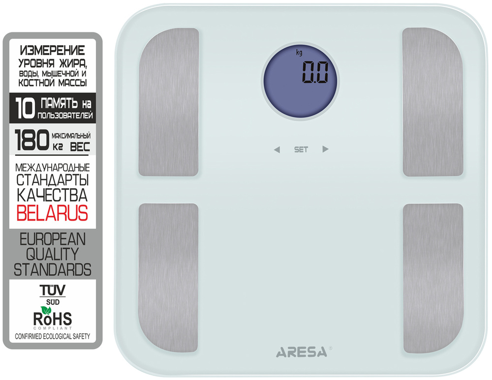 Напольные весы ARESA AR-4415, электронные высокоточные диагностические с функцией измерения жира, воды #1
