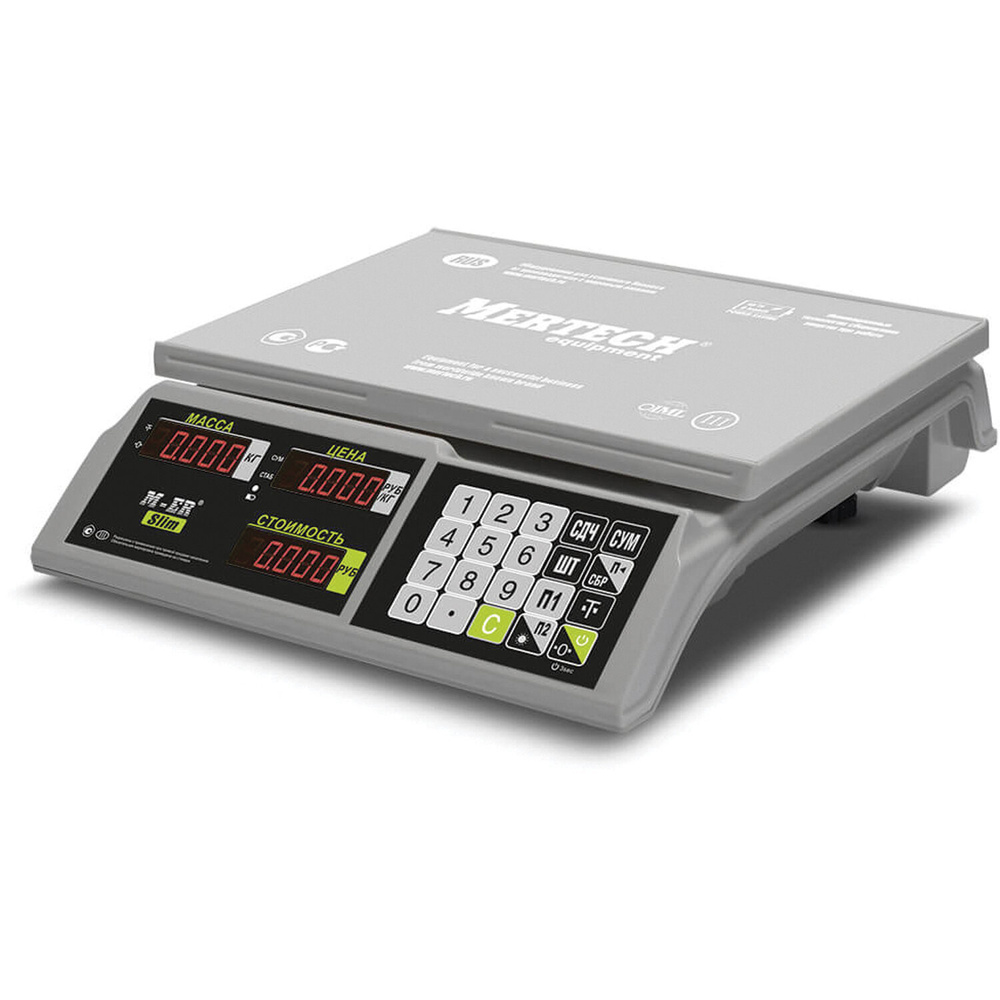 Весы торговые MERTECH M-ER 326-15.2 LED (0,05-15 кг), дискретность 2 г, платформа 325x230 мм, без стойки, #1