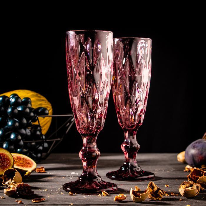 Набор бокалов для шампанского Magistro "Круиз", 160 мл, 7х20 см, 2 шт, цвет розовый  #1