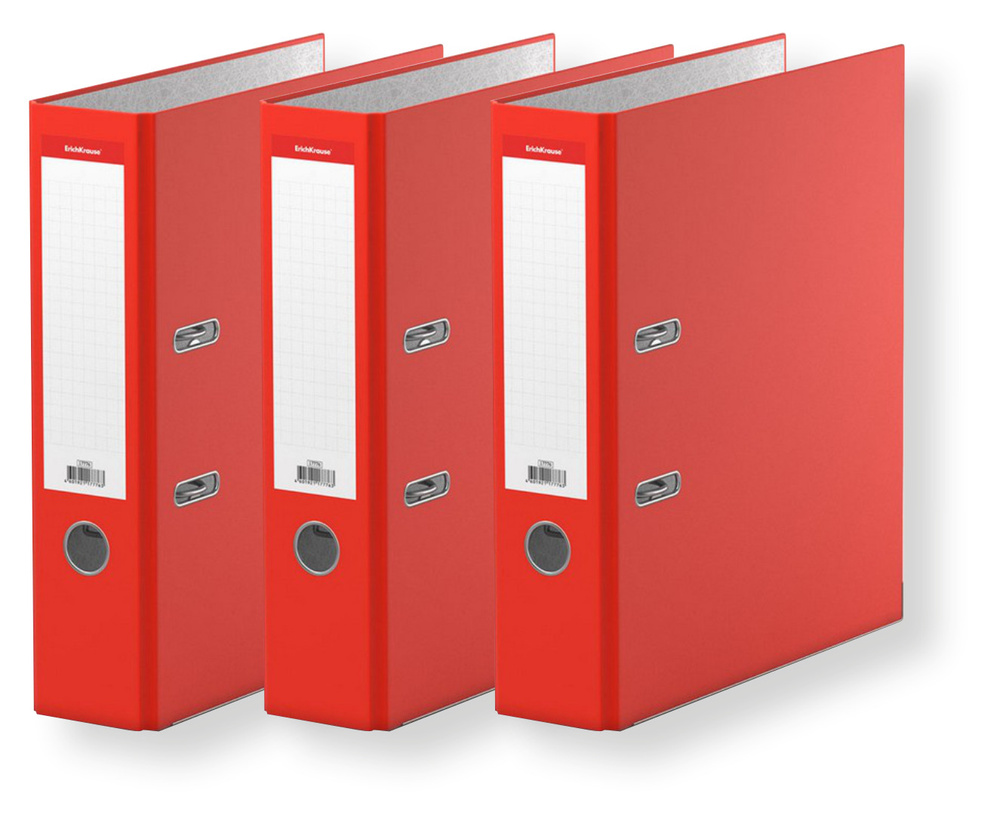 Папка-регистратор с арочным механизмом ErichKrause, Colors, А4, 70 мм, красный (комплект 3 штуки)  #1