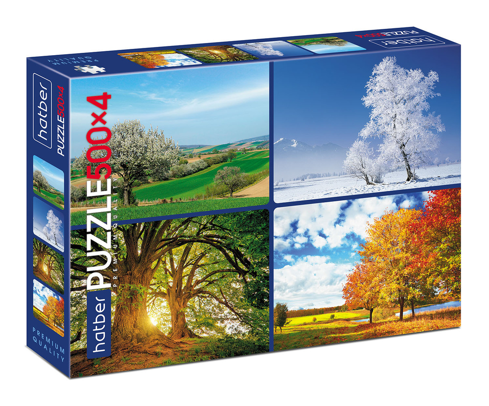 Пазлы Hatber Premium 500+500+500+500 элементов А2ф "4 картинки в 1 коробке"-Времена года-  #1