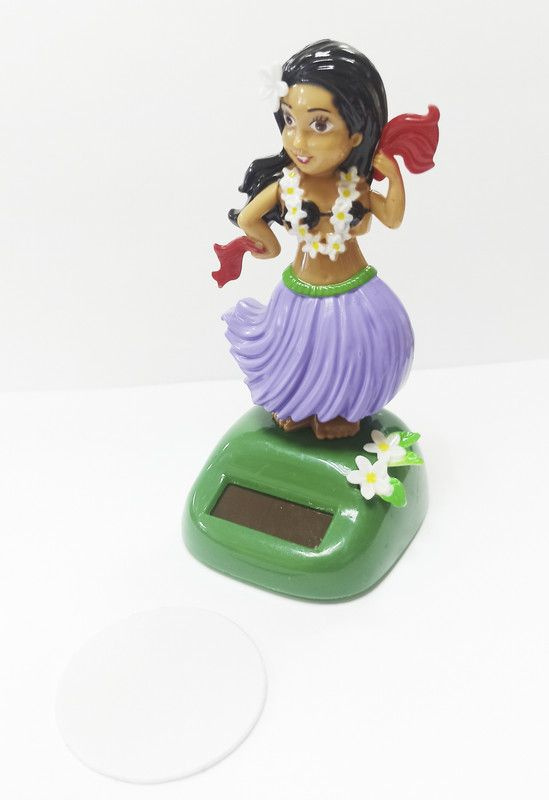 Игрушка на панель автомобиля "Гавайская девушка", на солнечной батарее, фиолетовый, тип A  #1