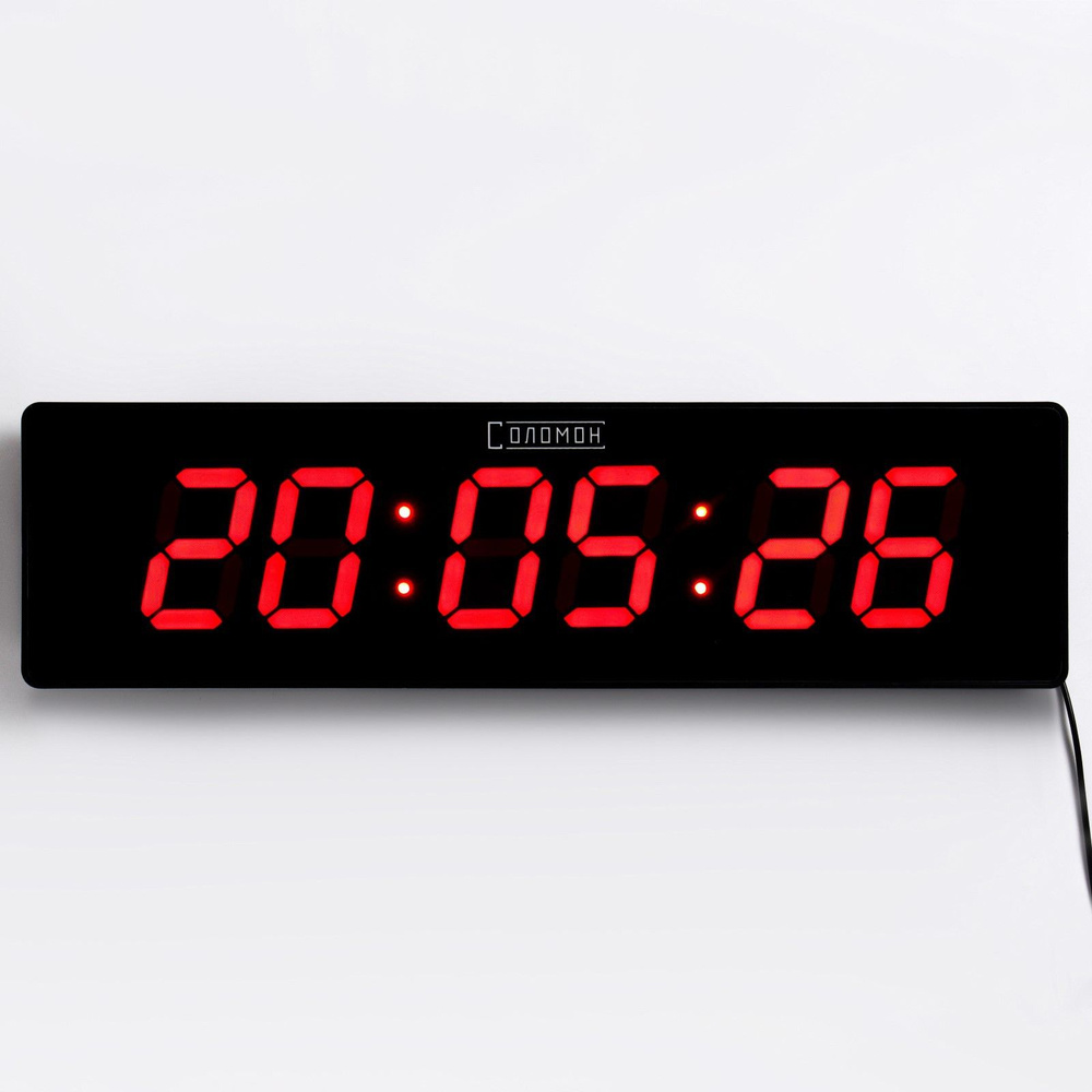 Часы электронные настенные "Соломон", 49 x 13 x 3 см, цифра 11 x 7.6 см, красная индикация  #1