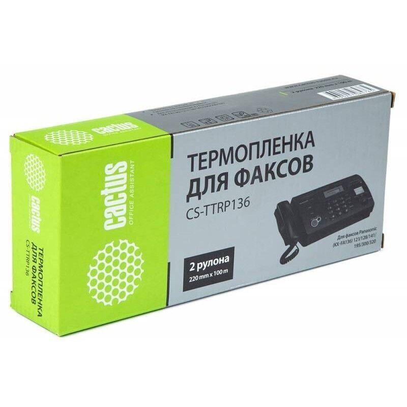 Cactus PR CS-TTRP136 факсовая пленка (Panasonic KX-FA136A) черный 200 м #1