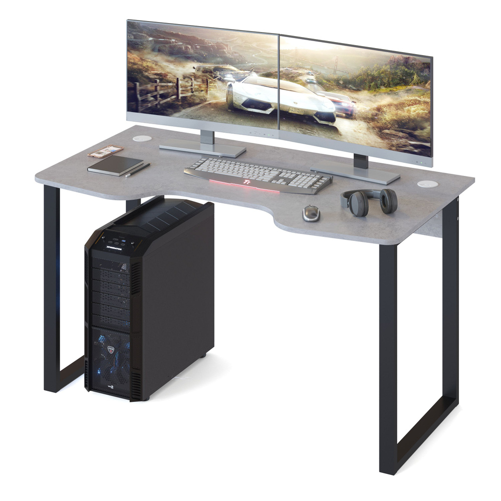 Мебельная Фабрика Сокол Игровой компьютерный стол КСТ-19 с анатомическим вырезом столешницы, 135х73х74 #1