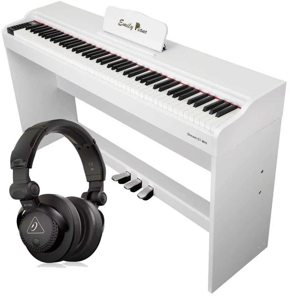 EMILY PIANO D-51 WH - Цифровое фортепиано со стойкой и наушниками BEHRINGER HC 200 в комплекте  #1