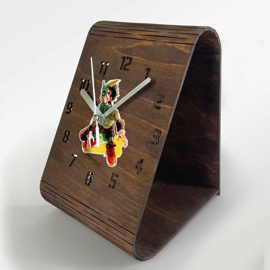Настольные деревянные бесшумные часы цвета венге с УФ принтом Аниме Моя геройская академия (Идзуку, Кацуки) #1