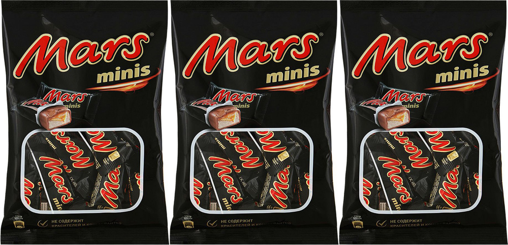 Батончик Mars Minis в молочном шоколаде с нугой и карамелью, комплект: 3 упаковки по 182 г  #1