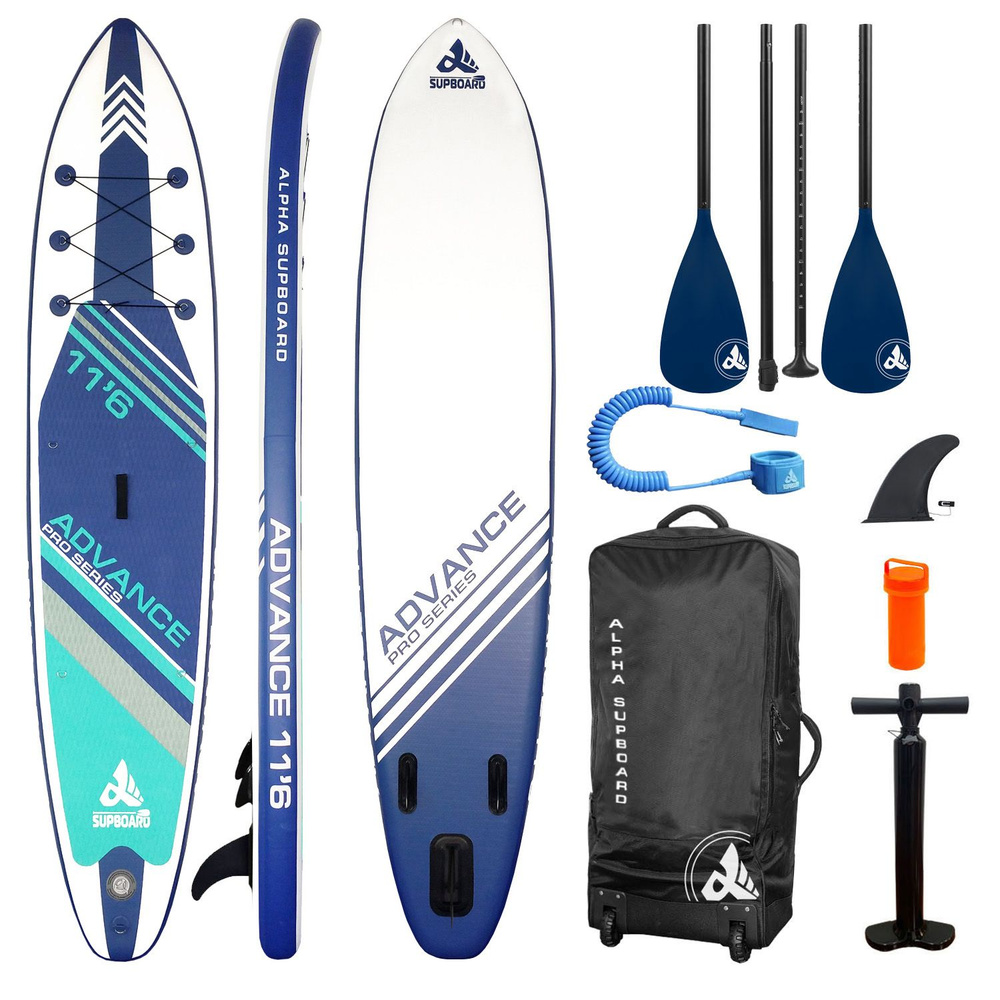 Двухслойная SUP-доска Сапборд Alpha Supboard ADVANCE PRO-11.6 COMFORT BLUE (353 x 76 x 15 см) с насосом, #1