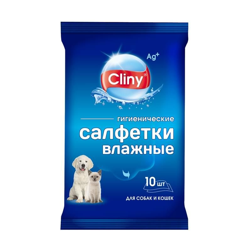 Салфетки влажные гигиенические Клини (Cliny) K101 для собак и кошек (10шт в упаковке)  #1