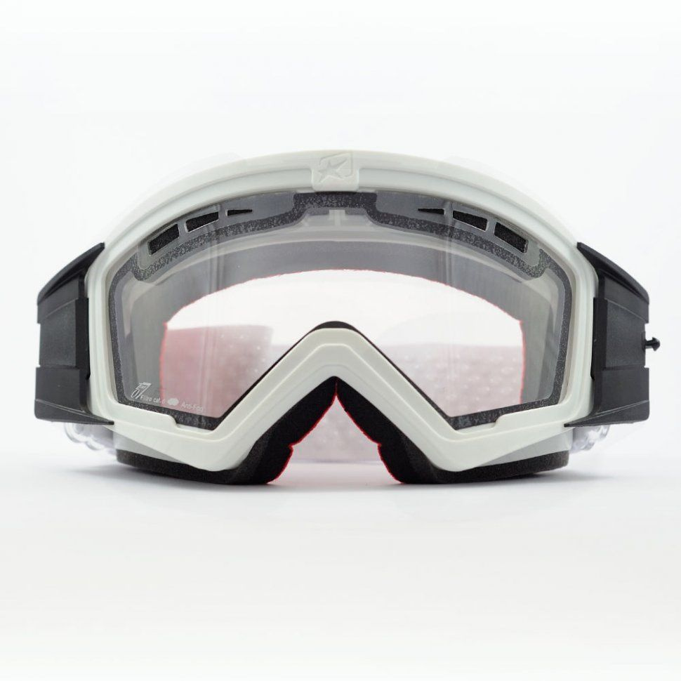 Кроссовые очки маска ARIETE MUDMAX WHITE/DOUBLE CLEAR VENTILATED LENS NO PINS #1