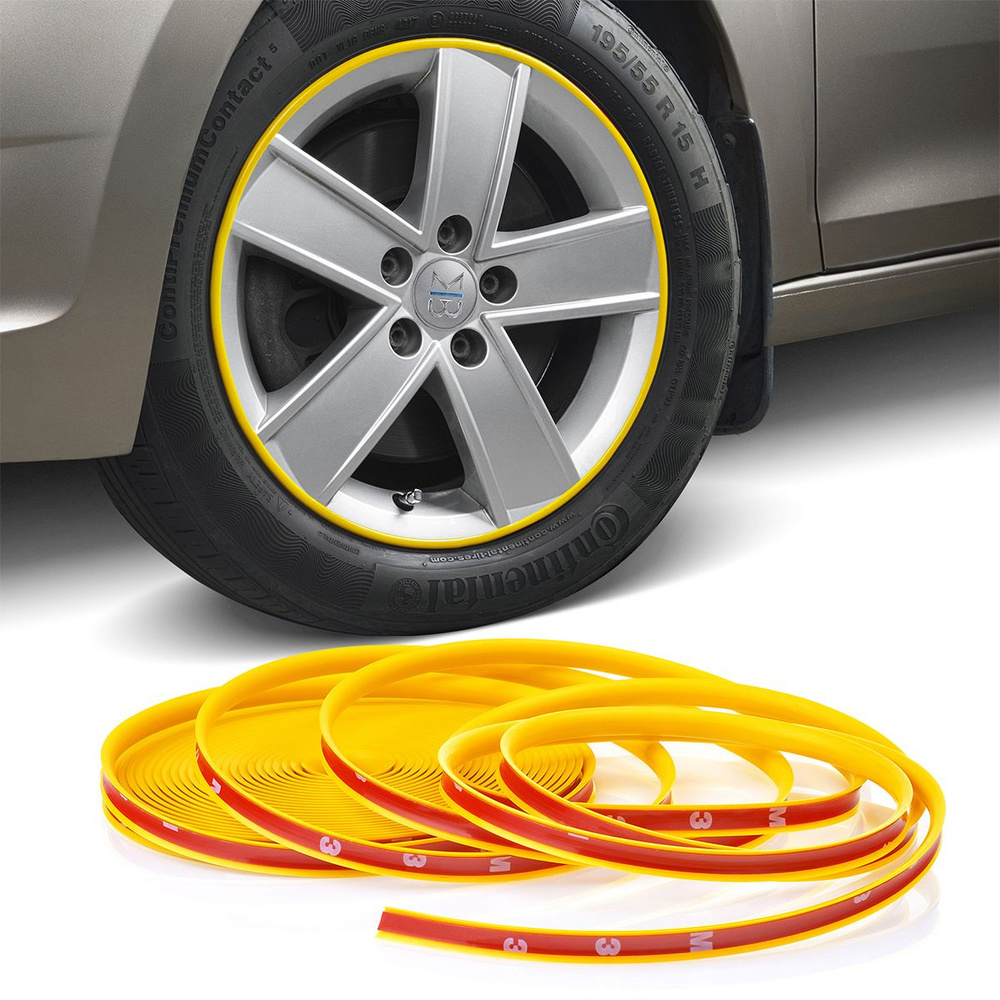 Молдинг защита дисков авто самоклеющийся ElectroKot WheelPro на 4 колеса желтый  #1