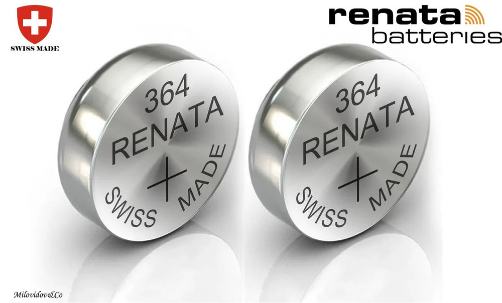 Renata Батарейка 364 (SR60, SR621,SR621SW), Серебряно-цинковый тип, 1,5 В, 2 шт  #1
