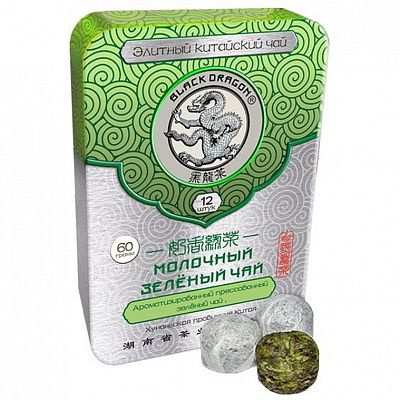Чай Черный дракон Молочный зеленый, китайский прессованный / 60 грамм ж/б  #1