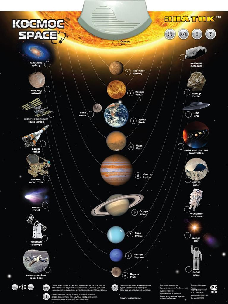 ЗНАТОК. Электронный звуковой плакат "Космос", артикул 70100  #1