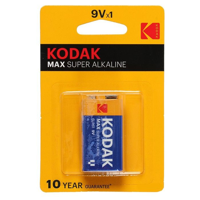Батарейка алкалиновая Kodak Max, 6LR61-1BL, 9В, крона, блистер, 1 штука ...
