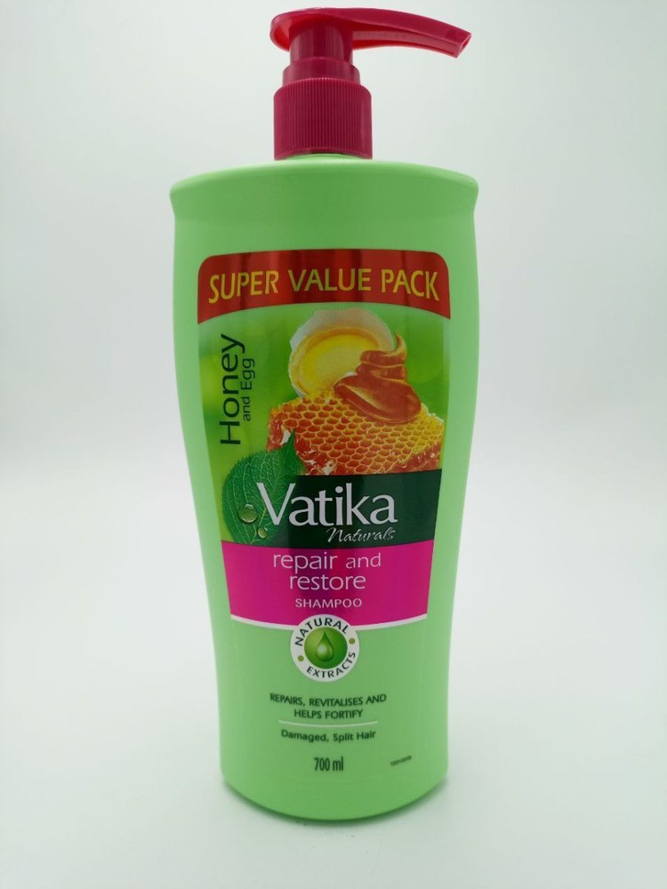 Шампунь Dabur Vatika исцеление и восстановление для поврежденных и секущихся волос, мед и яйцо, Honey #1