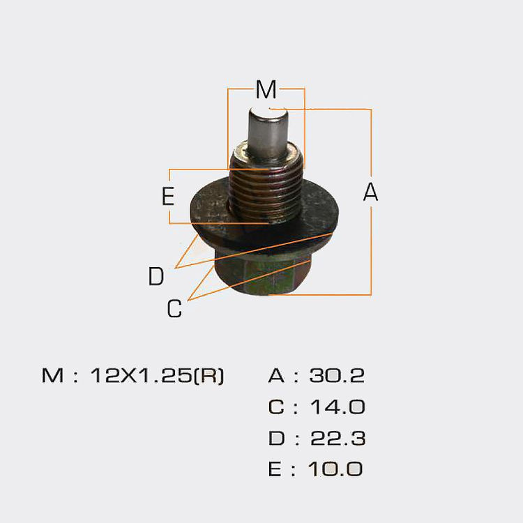 Болт маслосливной с магнитом (с шайбой) Toyota 12х1.25mm 1ZZ-1NZ-2NZ-2AZ-1MZ-3S-1HD  #1