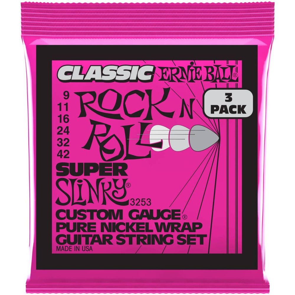 ERNIE BALL 3253 Pure Classic RnR Slinky Super 3 Pack 9-42 Струны для электрогитары  #1