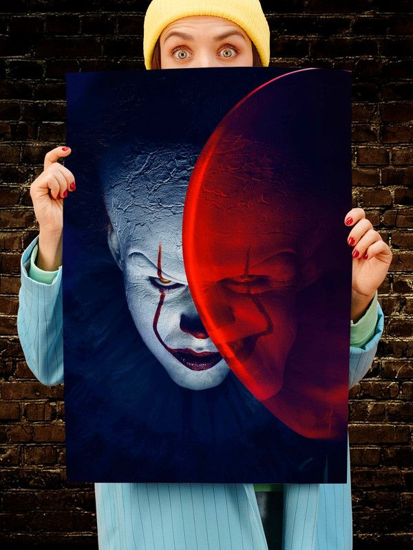Постер интерьерный Оно, 70х46 см. Матовый яркий. Клоун с шариком  #1
